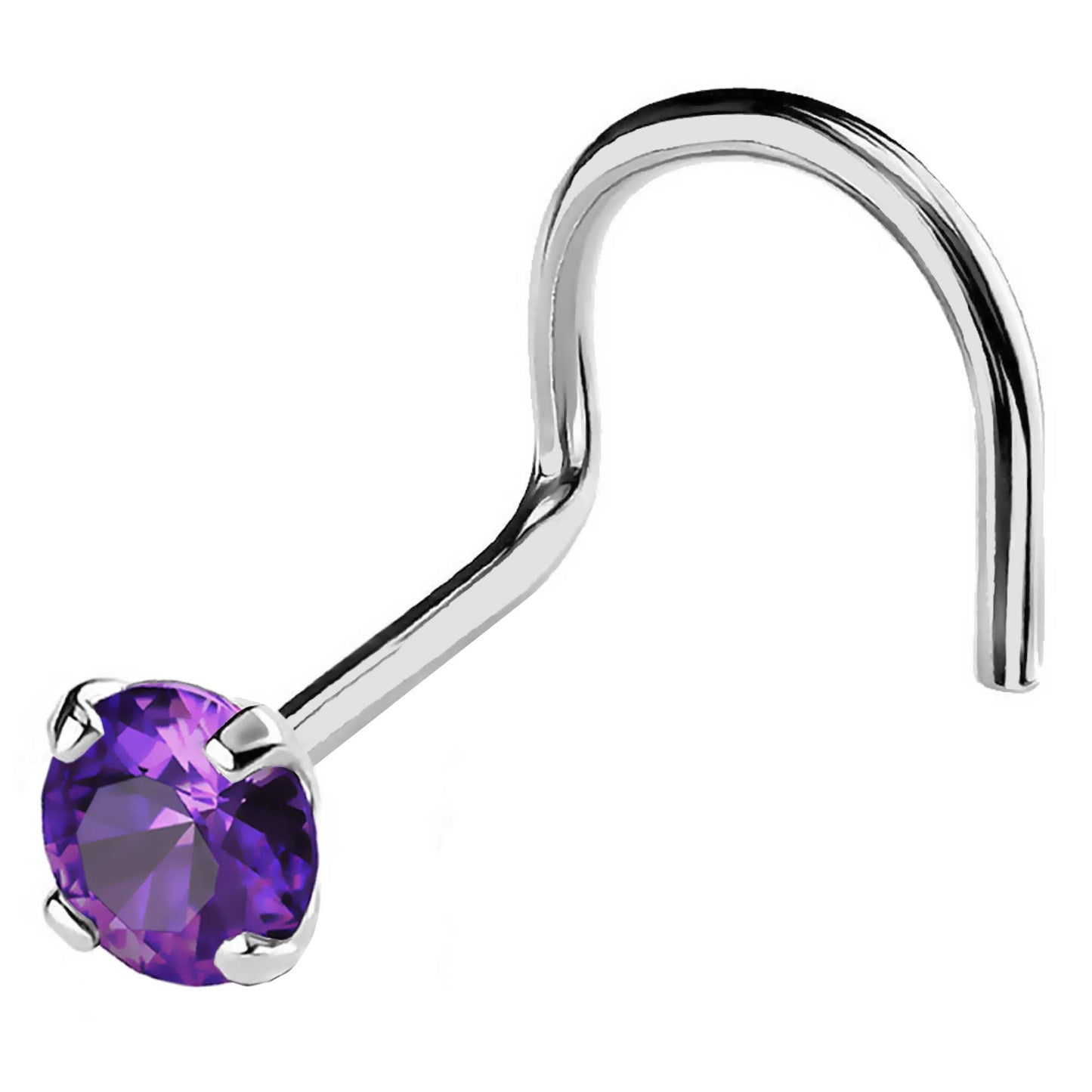 Jewelry Avalanche 22G 14K Gold Nose Screw Nose Stud with Amethyst Gemstone