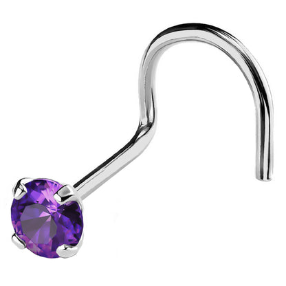 Jewelry Avalanche 22G 14K Gold Nose Screw Nose Stud with Amethyst Gemstone