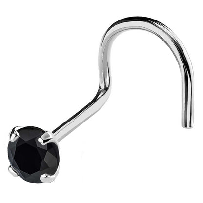 Jewelry Avalanche 22G 14K Gold Nose Screw Nose Stud with Black Diamond