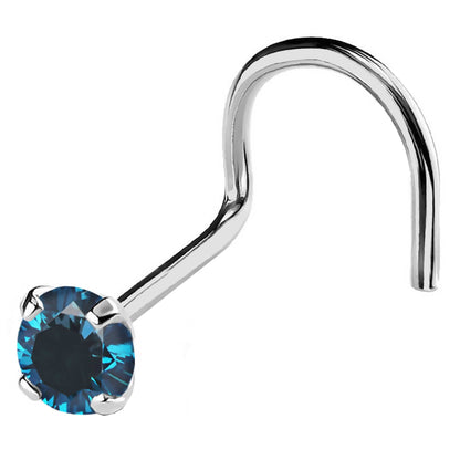 Jewelry Avalanche 22G 14K Gold Nose Screw Nose Stud with Blue Diamond