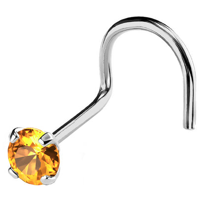 Jewelry Avalanche 22G 14K Gold Nose Screw Nose Stud with Citrine Gemstone