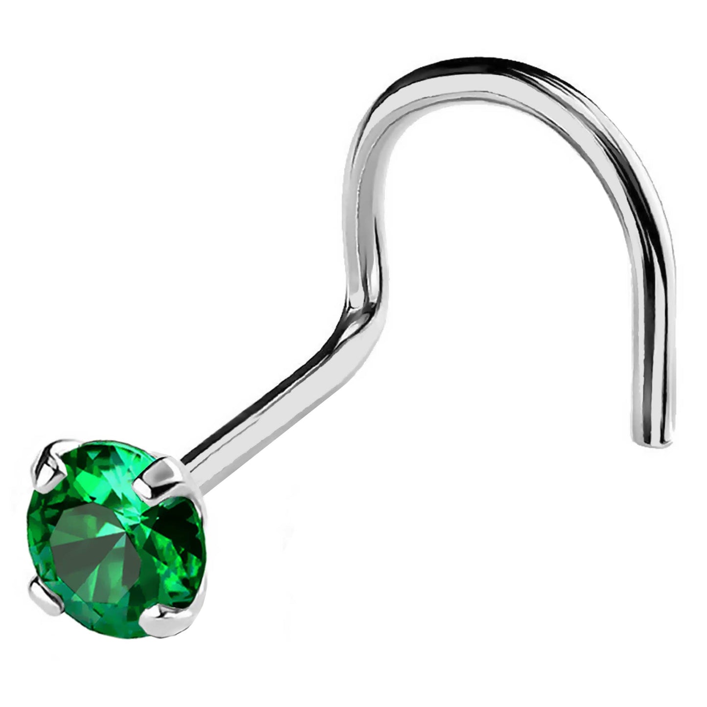 Jewelry Avalanche 22G 14K Gold Nose Screw Nose Stud with Emerald Gemstone