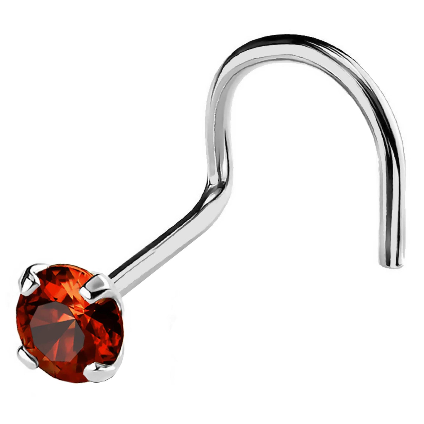 Jewelry Avalanche 22G 14K Gold Nose Screw Nose Stud with Garnet Gemstone