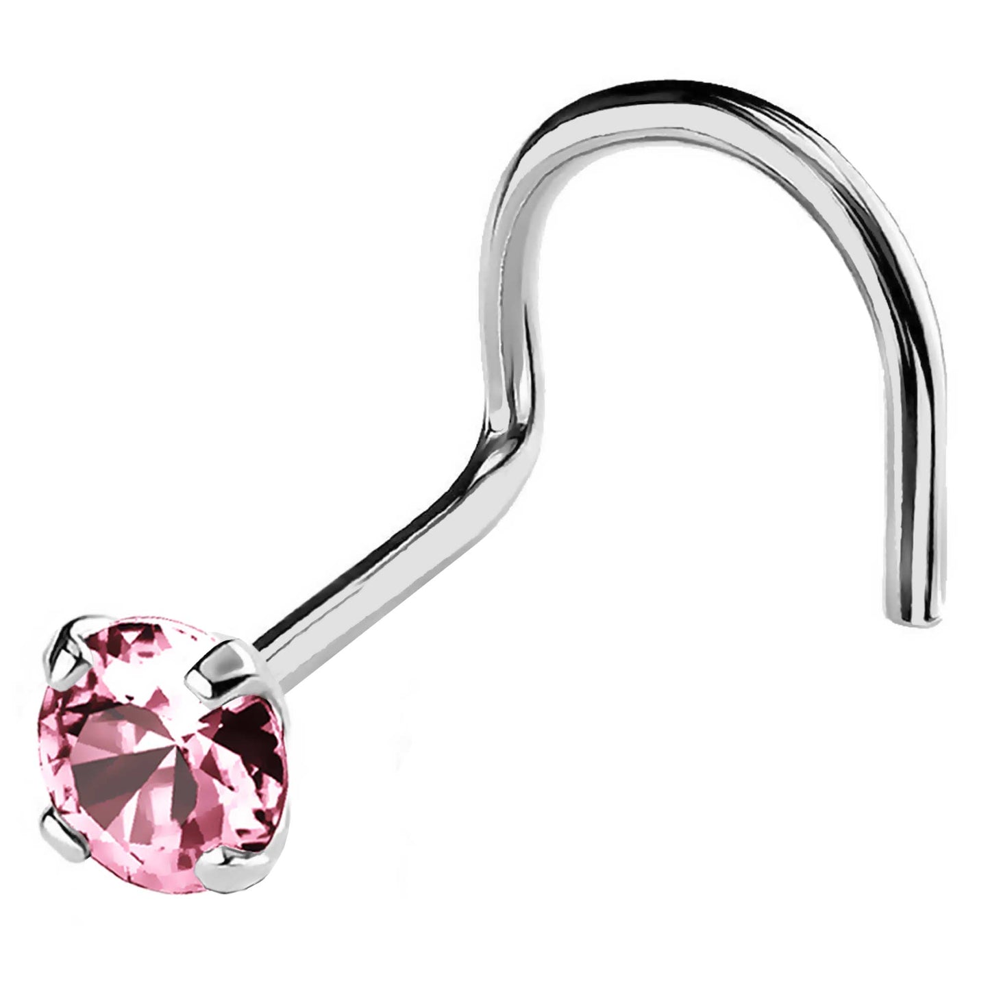 Jewelry Avalanche 22G 14K Gold Nose Screw Nose Stud with Pink Tourmaline Gemstone