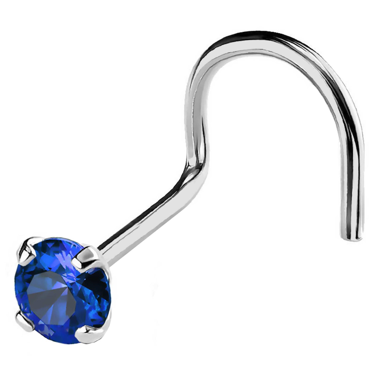 Jewelry Avalanche 22G 14K Gold Nose Screw Nose Stud with Blue Sapphire Gemstone