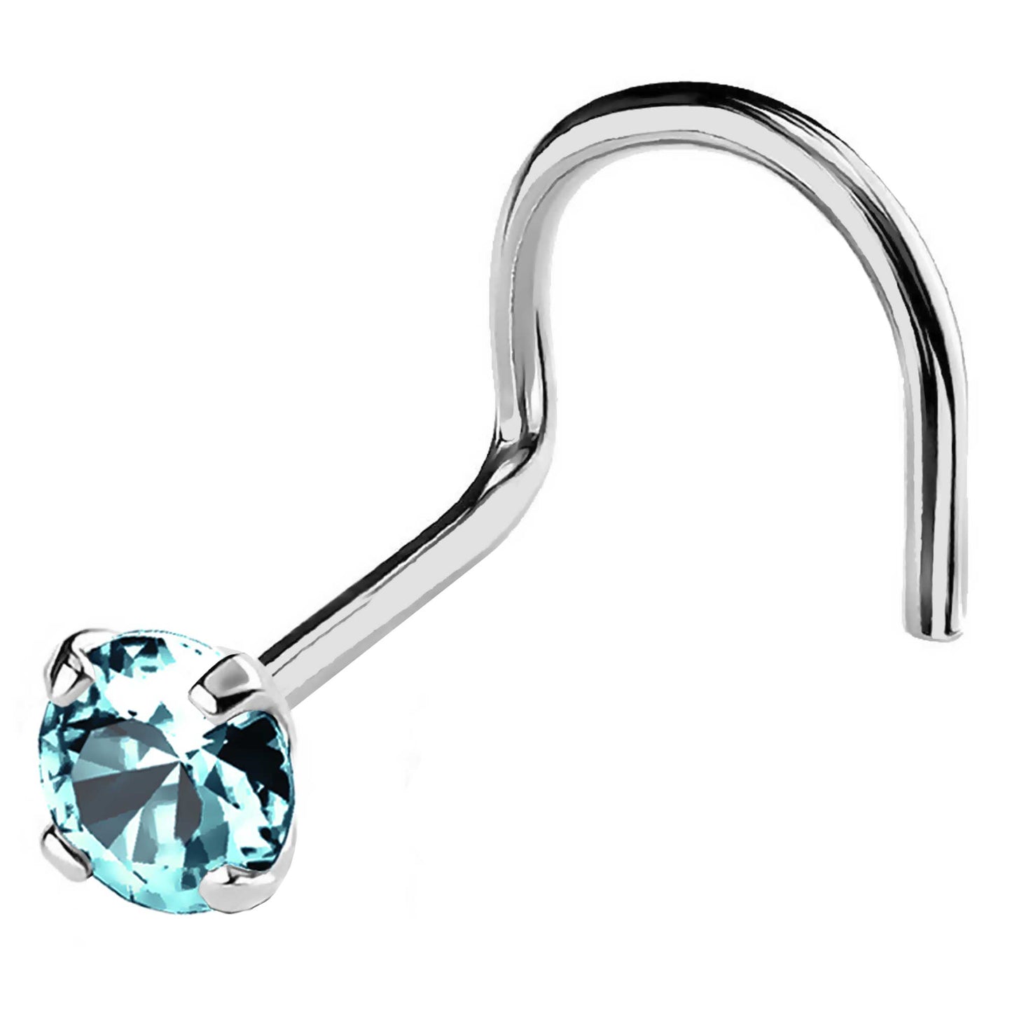 Jewelry Avalanche 22G 14K Gold Nose Screw Nose Stud with Blue Topaz Gemstone