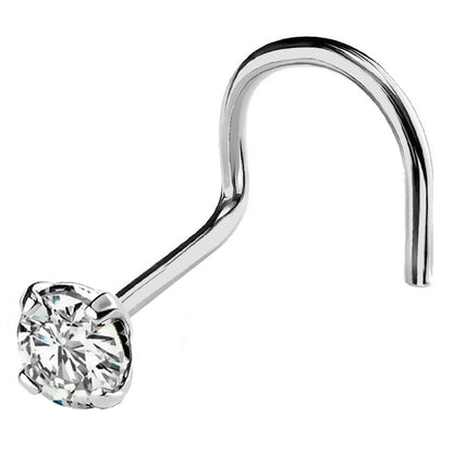 Jewelry Avalanche 22G 14K Gold Corkscrew Nose Stud with Diamond