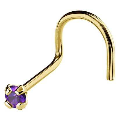 Jewelry Avalanche 22G 14K Gold Nose Screw Nose Stud with Amethyst Gemstone