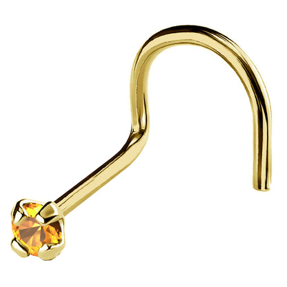 Jewelry Avalanche 22G 14K Gold Nose Screw Nose Stud with Citrine Gemstone