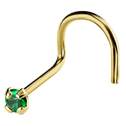 Jewelry Avalanche 22G 14K Gold Nose Screw Nose Stud with Emerald Gemstone