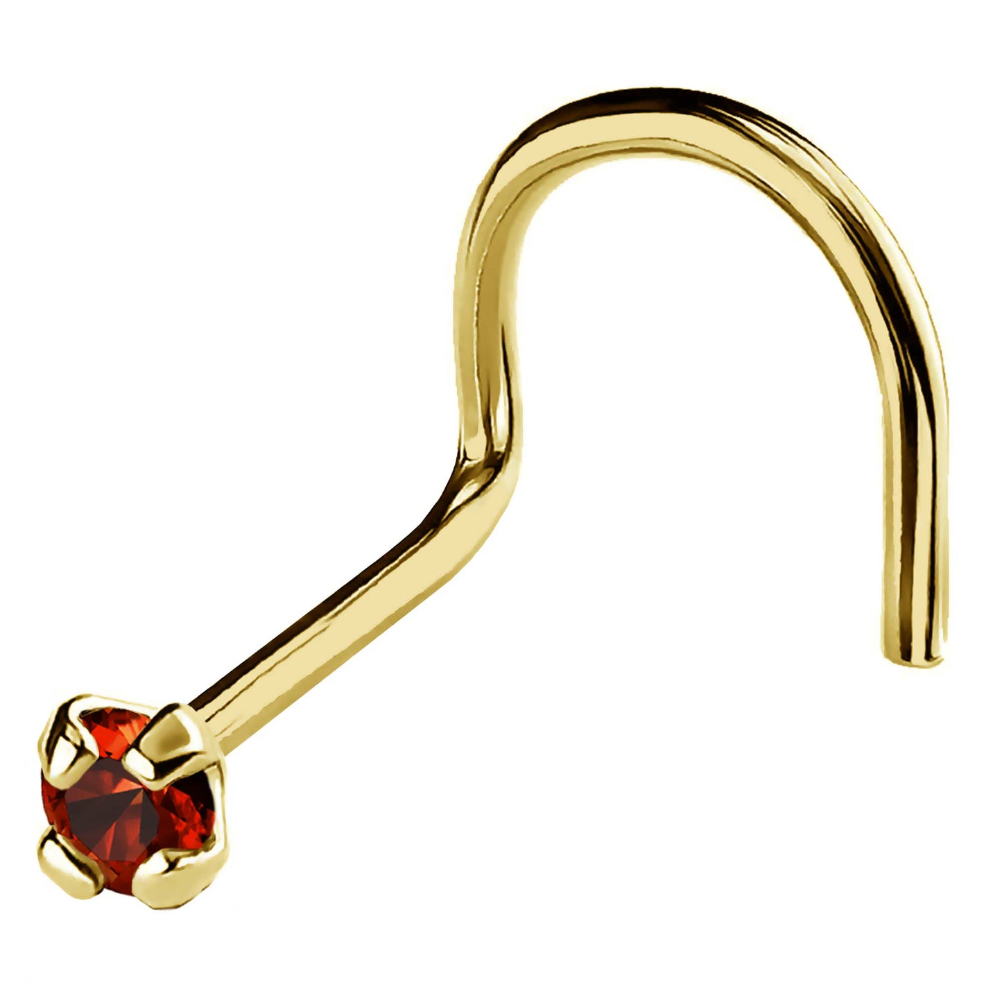 Jewelry Avalanche 22G 14K Gold Nose Screw Nose Stud with Garnet Gemstone
