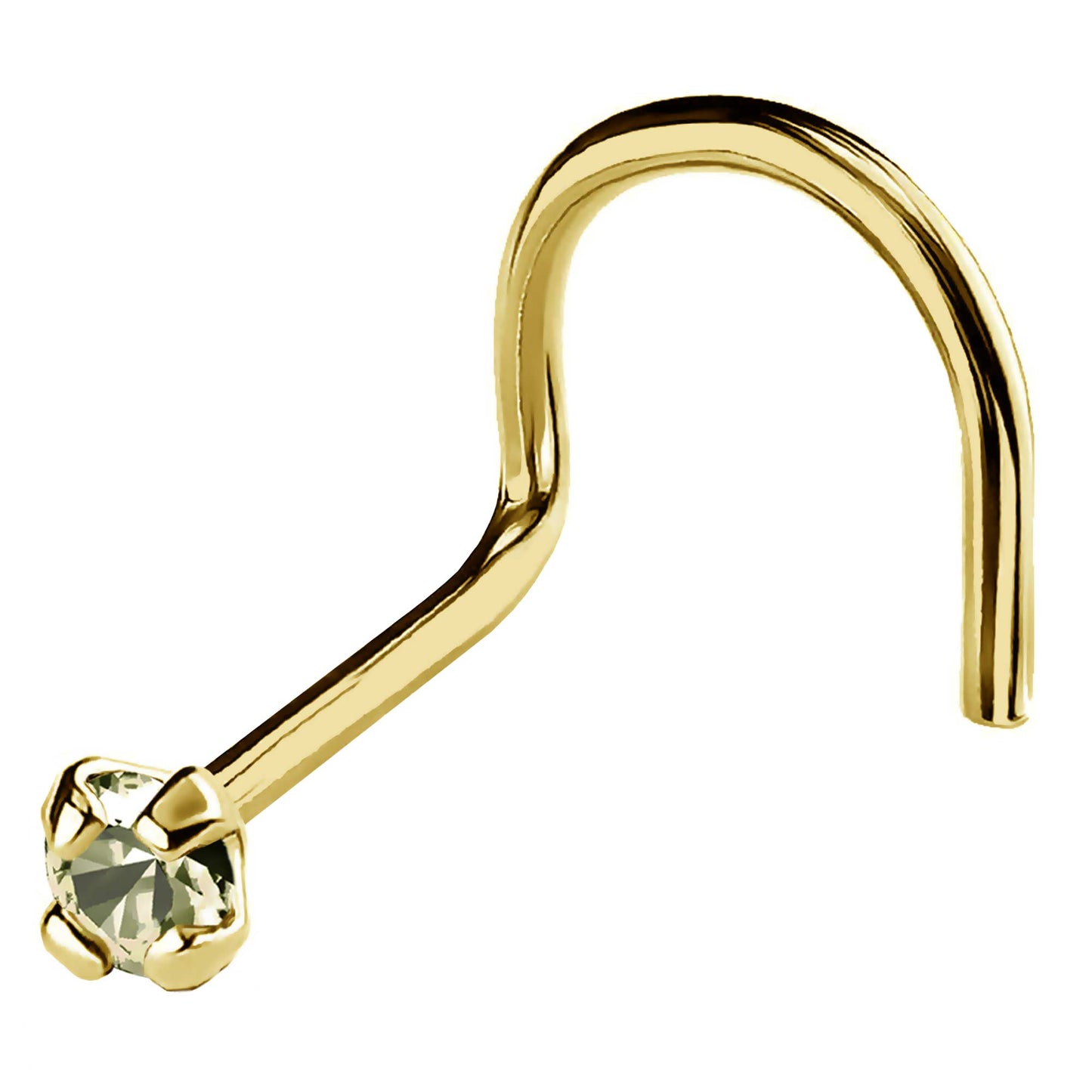 Jewelry Avalanche 22G 14K Gold Nose Screw Nose Stud with Peridot Gemstone