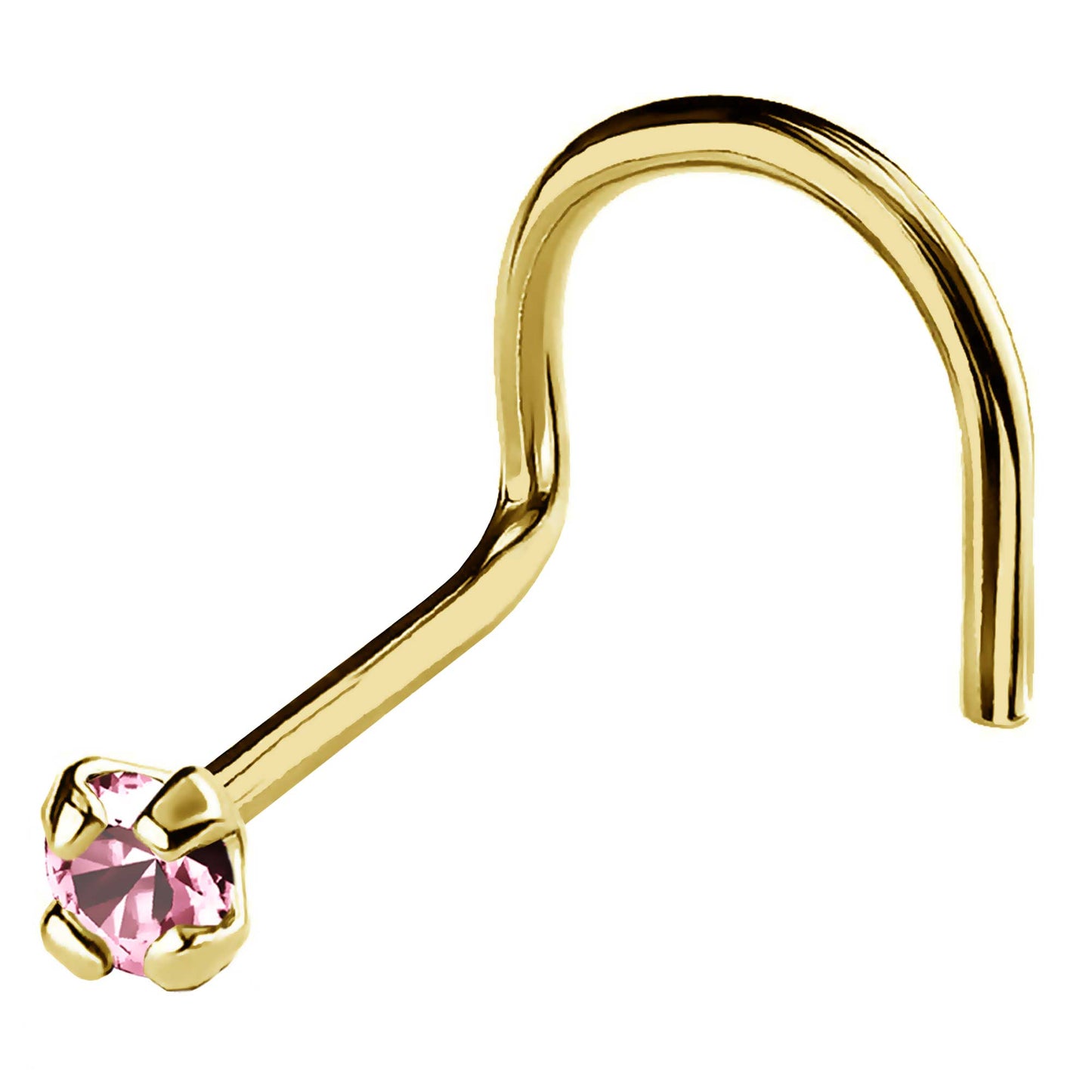 Jewelry Avalanche 22G 14K Gold Nose Screw Nose Stud with Pink Tourmaline Gemstone