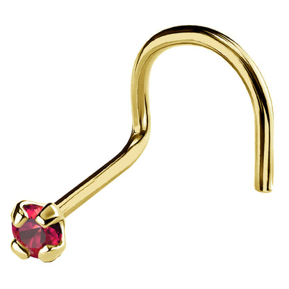 Jewelry Avalanche 22G 14K Gold Nose Screw Nose Stud with Ruby Gemstone