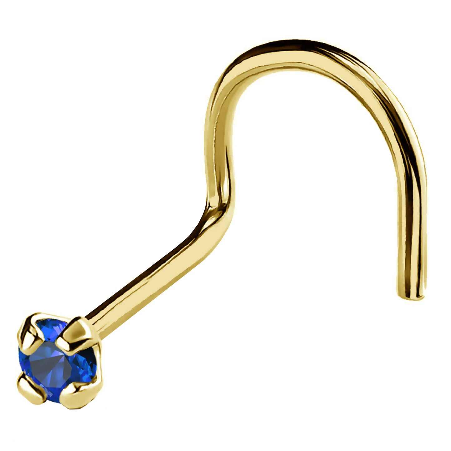Jewelry Avalanche 22G 14K Gold Nose Screw Nose Stud with Blue Sapphire Gemstone