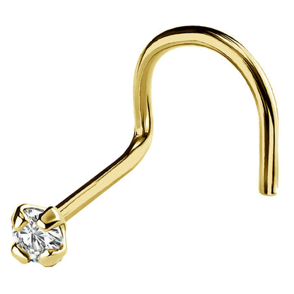 Jewelry Avalanche 22G 14K Gold Corkscrew Nose Stud with Diamond