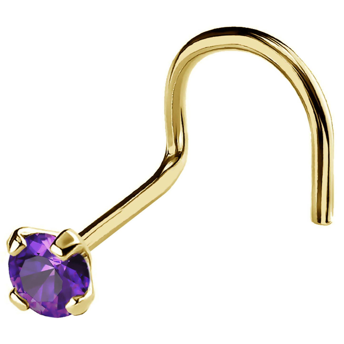 Jewelry Avalanche 22G 14K Gold Nose Screw Nose Stud with Amethyst Gemstone