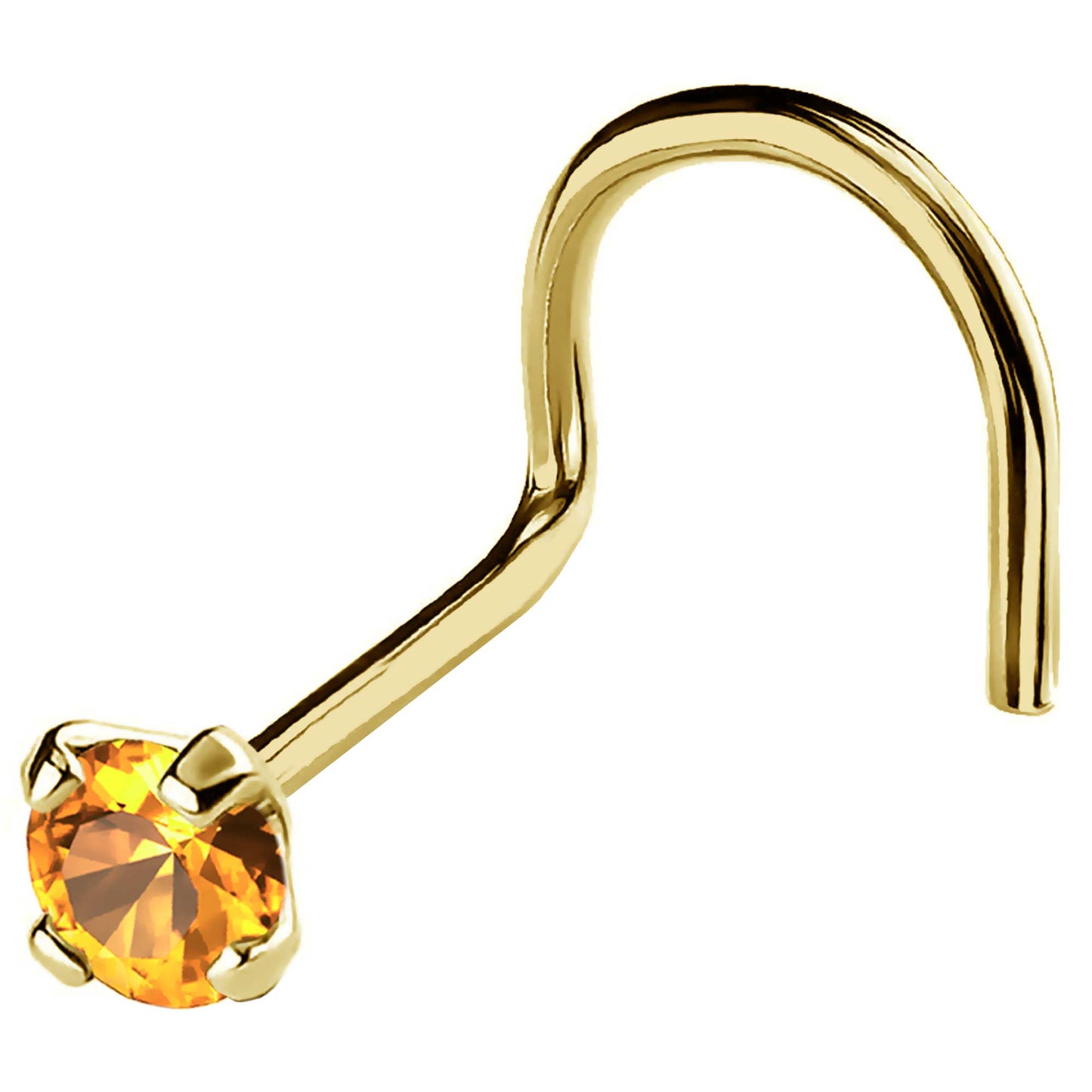 Jewelry Avalanche 22G 14K Gold Nose Screw Nose Stud with Citrine Gemstone