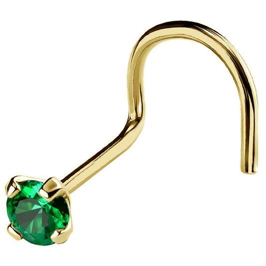 Jewelry Avalanche 22G 14K Gold Nose Screw Nose Stud with Emerald Gemstone
