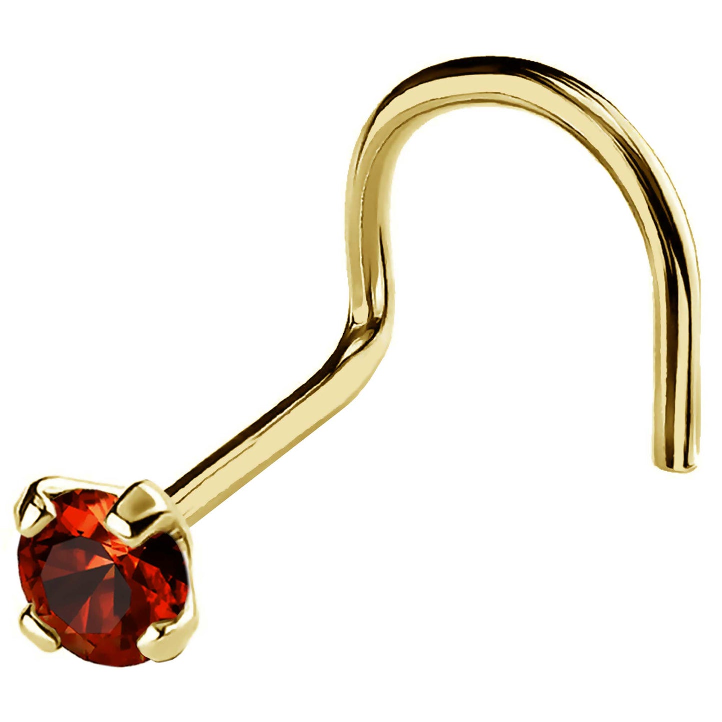 Jewelry Avalanche 22G 14K Gold Nose Screw Nose Stud with Garnet Gemstone