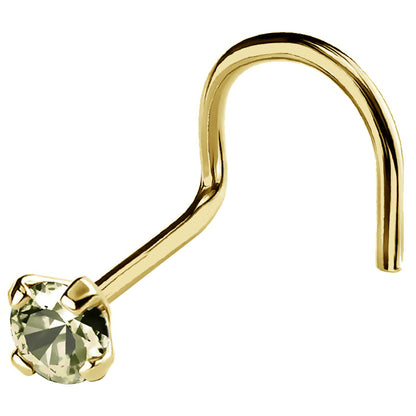 Jewelry Avalanche 22G 14K Gold Nose Screw Nose Stud with Peridot Gemstone