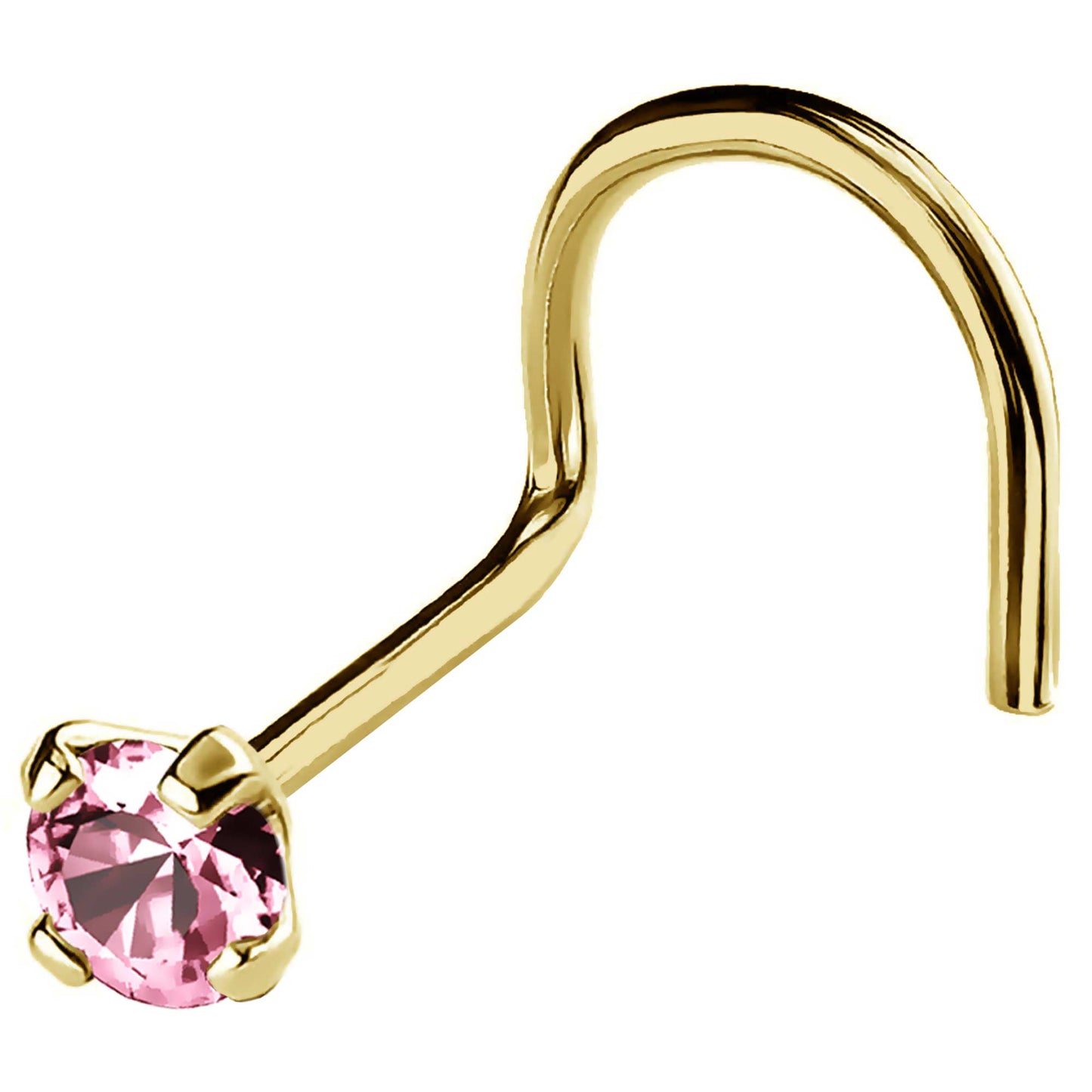 Jewelry Avalanche 22G 14K Gold Nose Screw Nose Stud with Pink Tourmaline Gemstone
