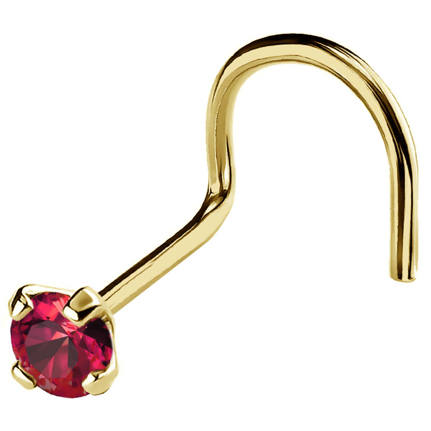 Jewelry Avalanche 22G 14K Gold Nose Screw Nose Stud with Ruby Gemstone