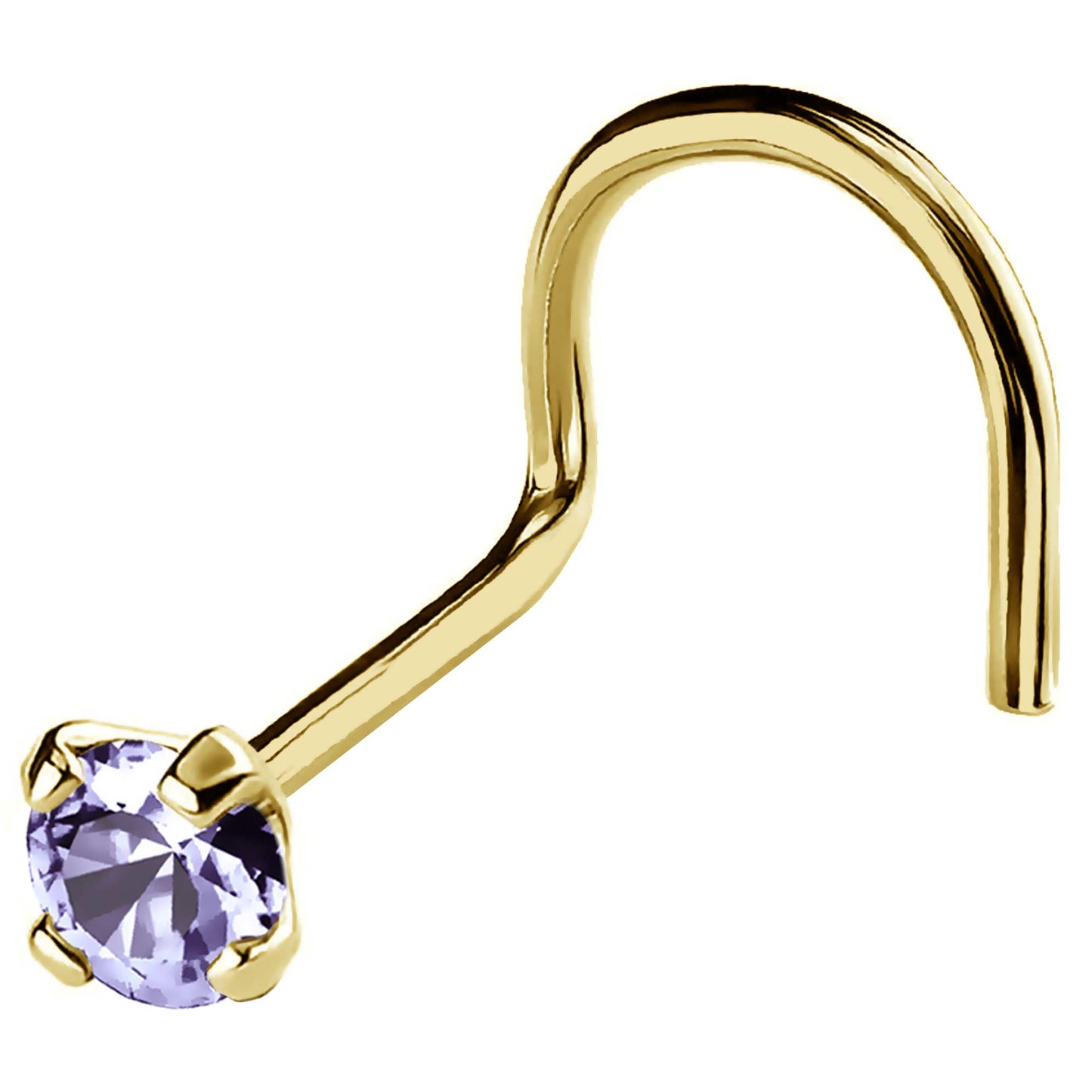 Jewelry Avalanche 22G 14K Gold Nose Screw Nose Stud with Tanzanite Gemstone