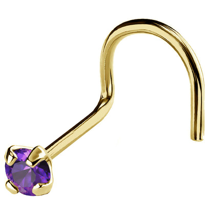 Jewelry Avalanche 22G 14K Gold Nose Screw Nose Stud with Amethyst Gemstone