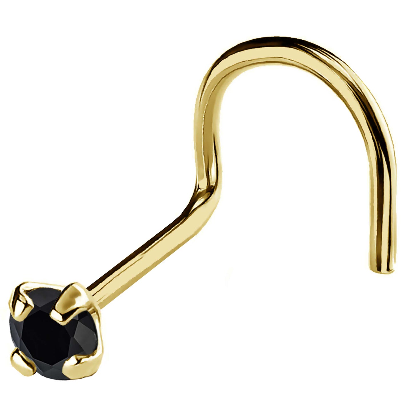 Jewelry Avalanche 22G 14K Gold Nose Screw Nose Stud with Black Diamond