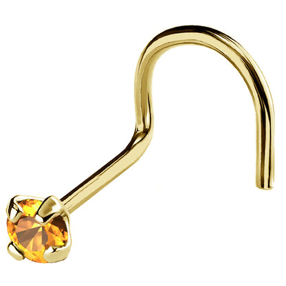 Jewelry Avalanche 22G 14K Gold Nose Screw Nose Stud with Citrine Gemstone