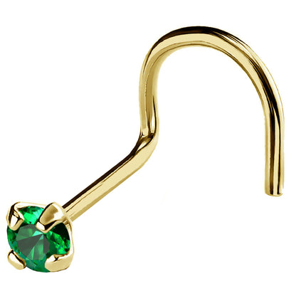 Jewelry Avalanche 22G 14K Gold Nose Screw Nose Stud with Emerald Gemstone