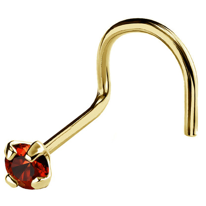 Jewelry Avalanche 22G 14K Gold Nose Screw Nose Stud with Garnet Gemstone