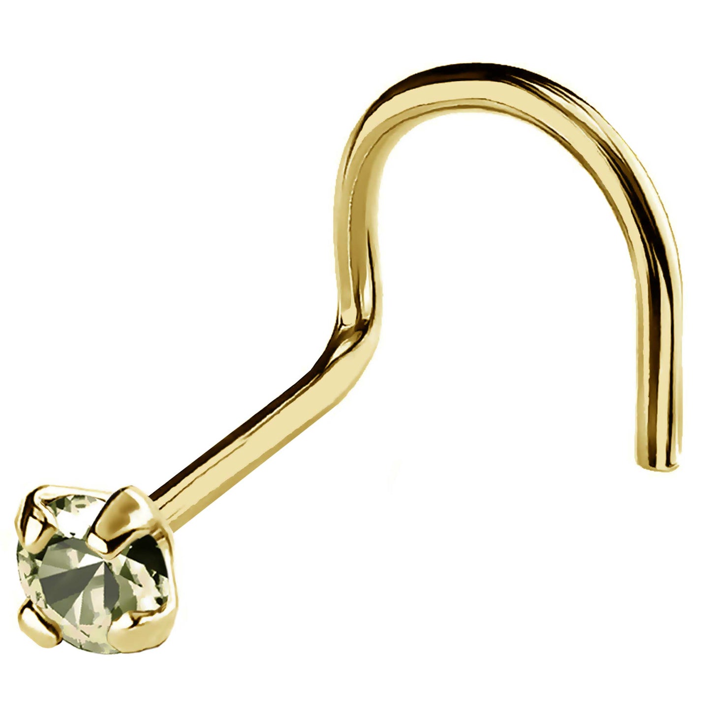 Jewelry Avalanche 22G 14K Gold Nose Screw Nose Stud with Peridot Gemstone