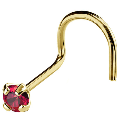 Jewelry Avalanche 22G 14K Gold Nose Screw Nose Stud with Ruby Gemstone