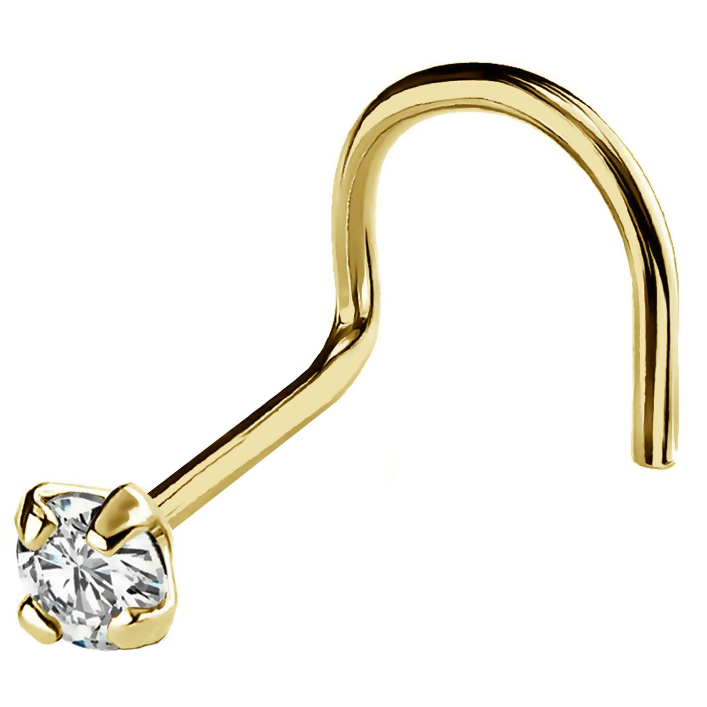 Jewelry Avalanche 22G 14K Gold Corkscrew Nose Stud with Diamond
