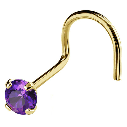 Jewelry Avalanche 22G 14K Gold Nose Screw Nose Stud with Amethyst Gemstone