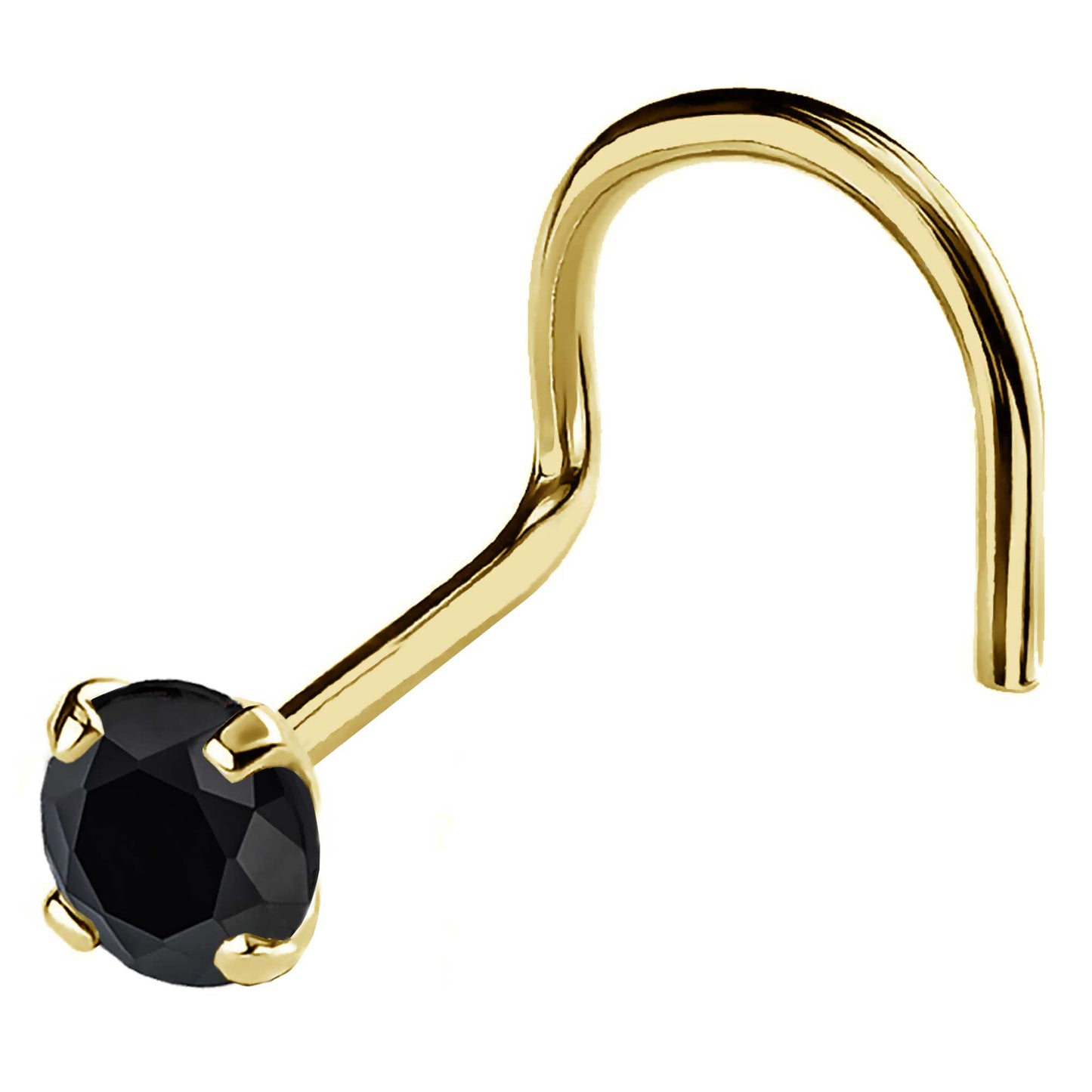 Jewelry Avalanche 22G 14K Gold Nose Screw Nose Stud with Black Diamond