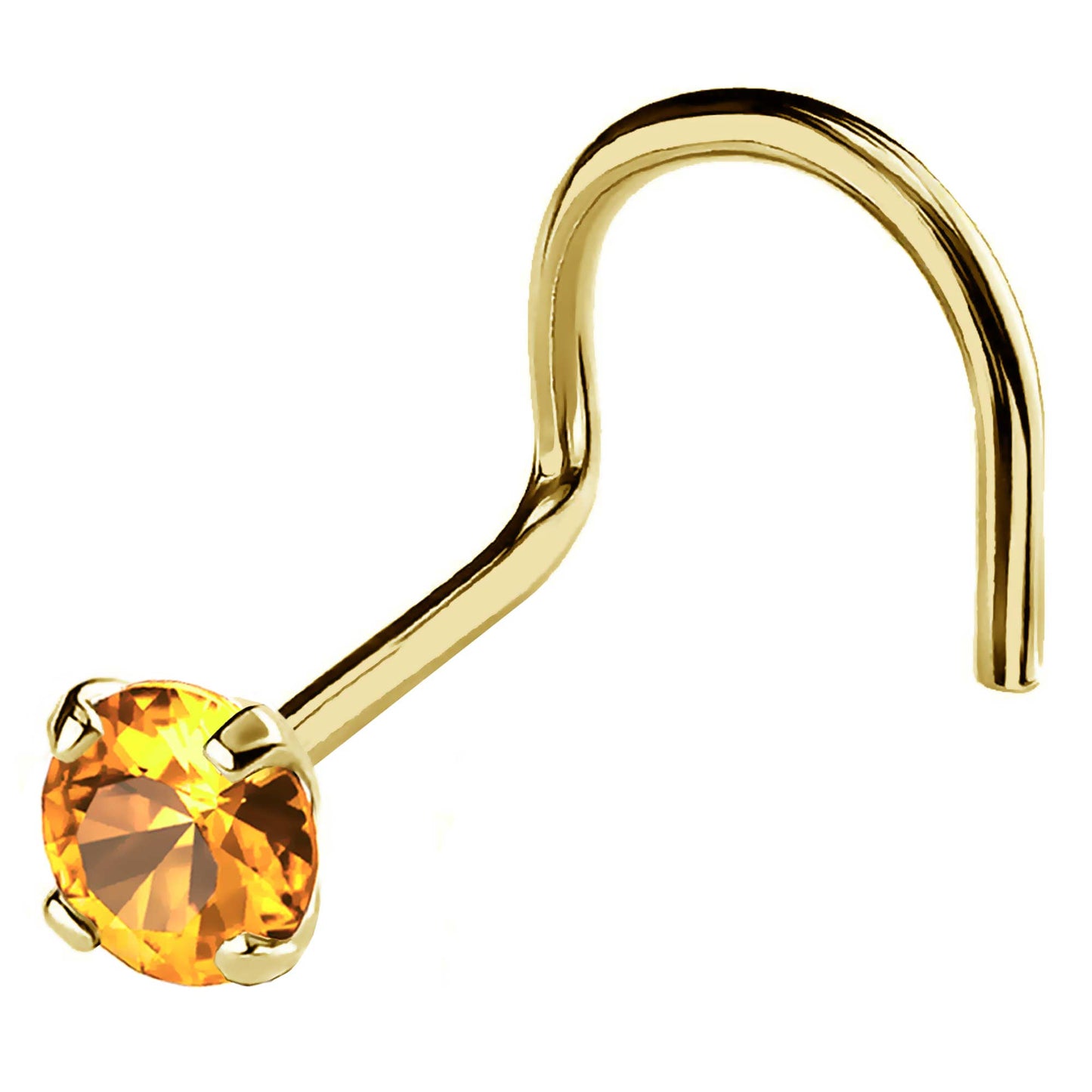 Jewelry Avalanche 22G 14K Gold Nose Screw Nose Stud with Citrine Gemstone