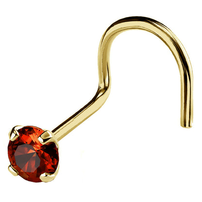 Jewelry Avalanche 22G 14K Gold Nose Screw Nose Stud with Garnet Gemstone
