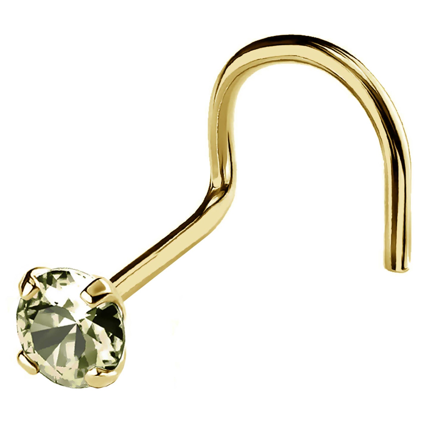 Jewelry Avalanche 22G 14K Gold Nose Screw Nose Stud with Peridot Gemstone