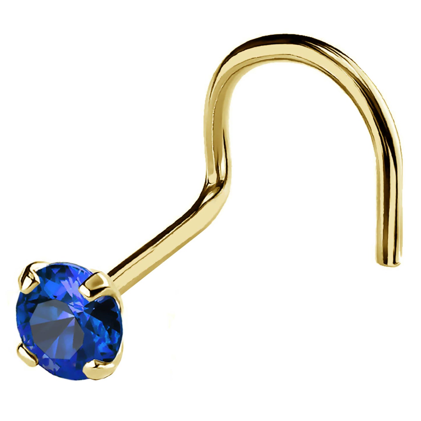 Jewelry Avalanche 22G 14K Gold Nose Screw Nose Stud with Blue Sapphire Gemstone