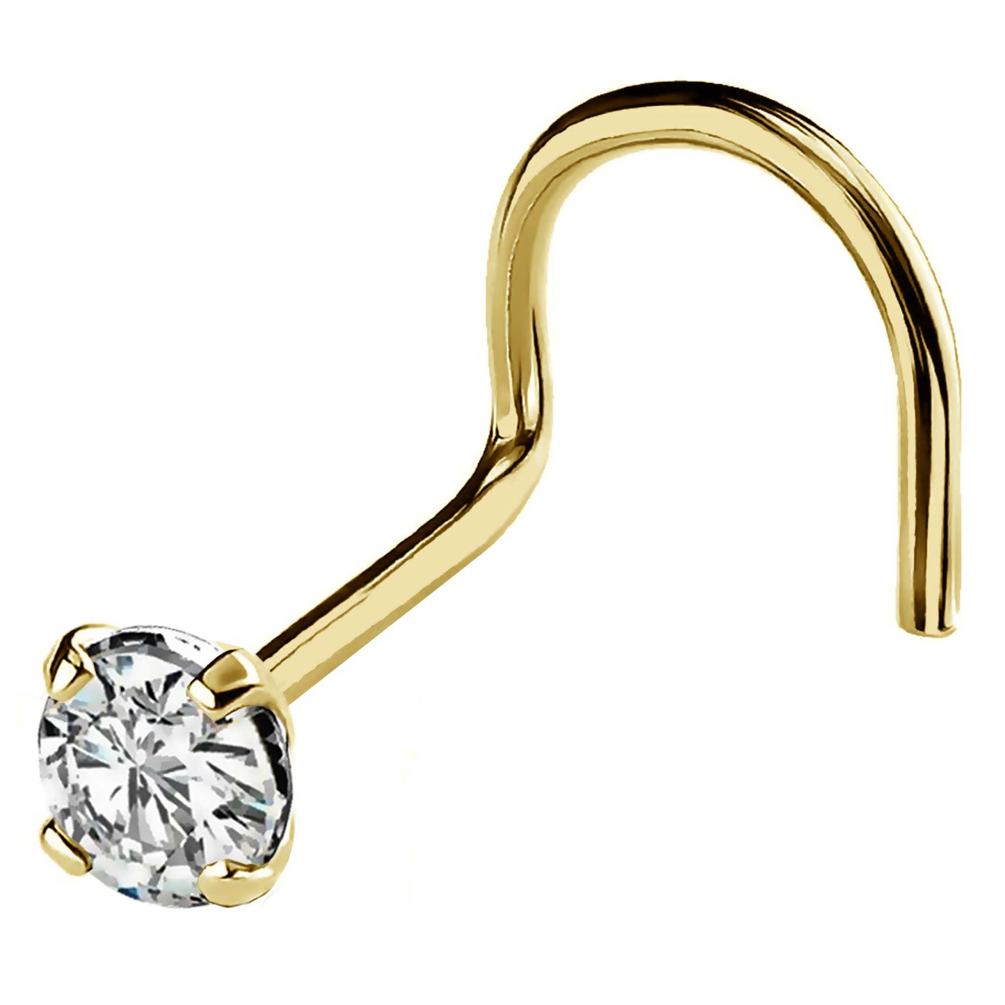 Jewelry Avalanche 22G 14K Gold Corkscrew Nose Stud with Diamond
