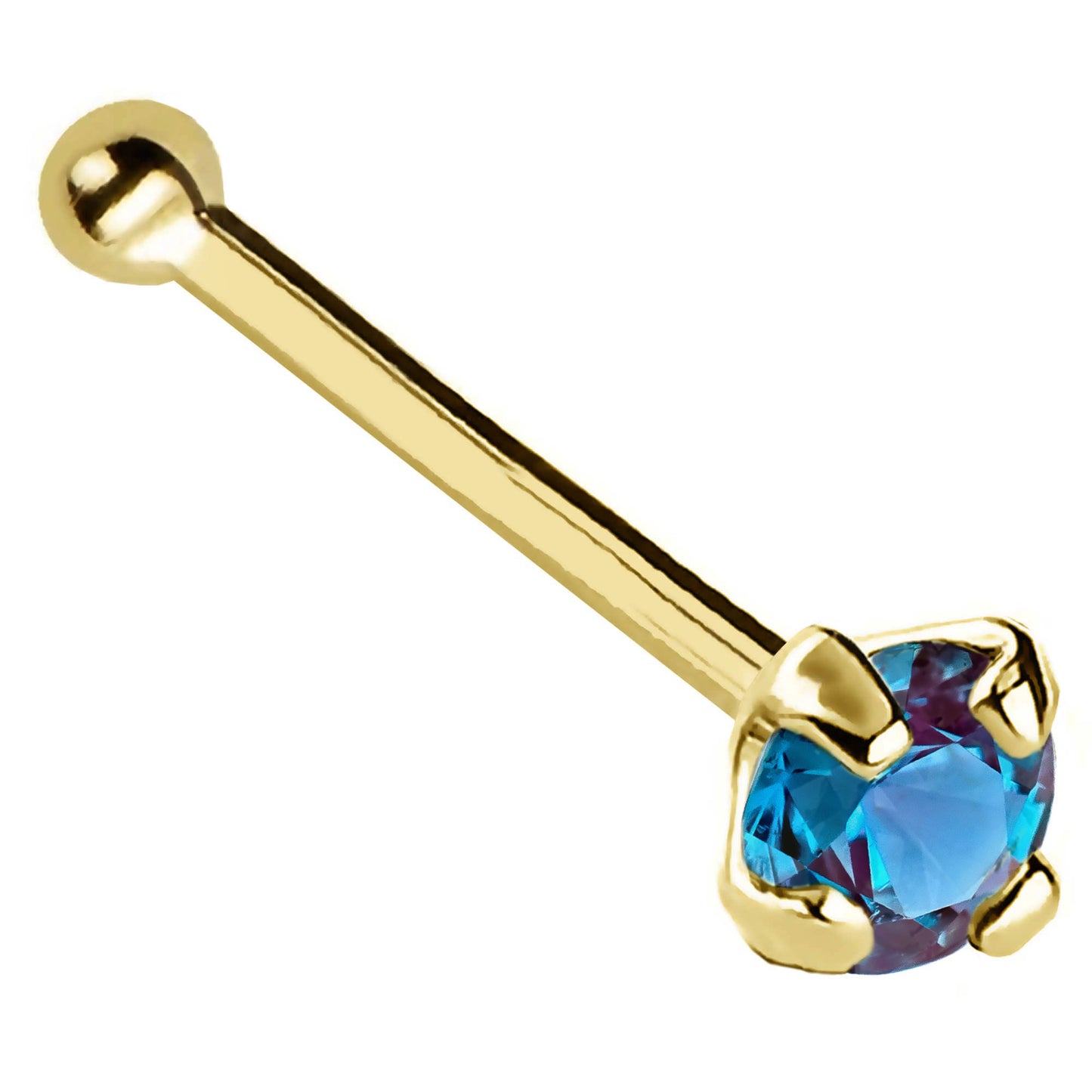 Jewelry Avalanche 22G 14K Gold Ball-end Nose Stud with Alexandrite Gemstone