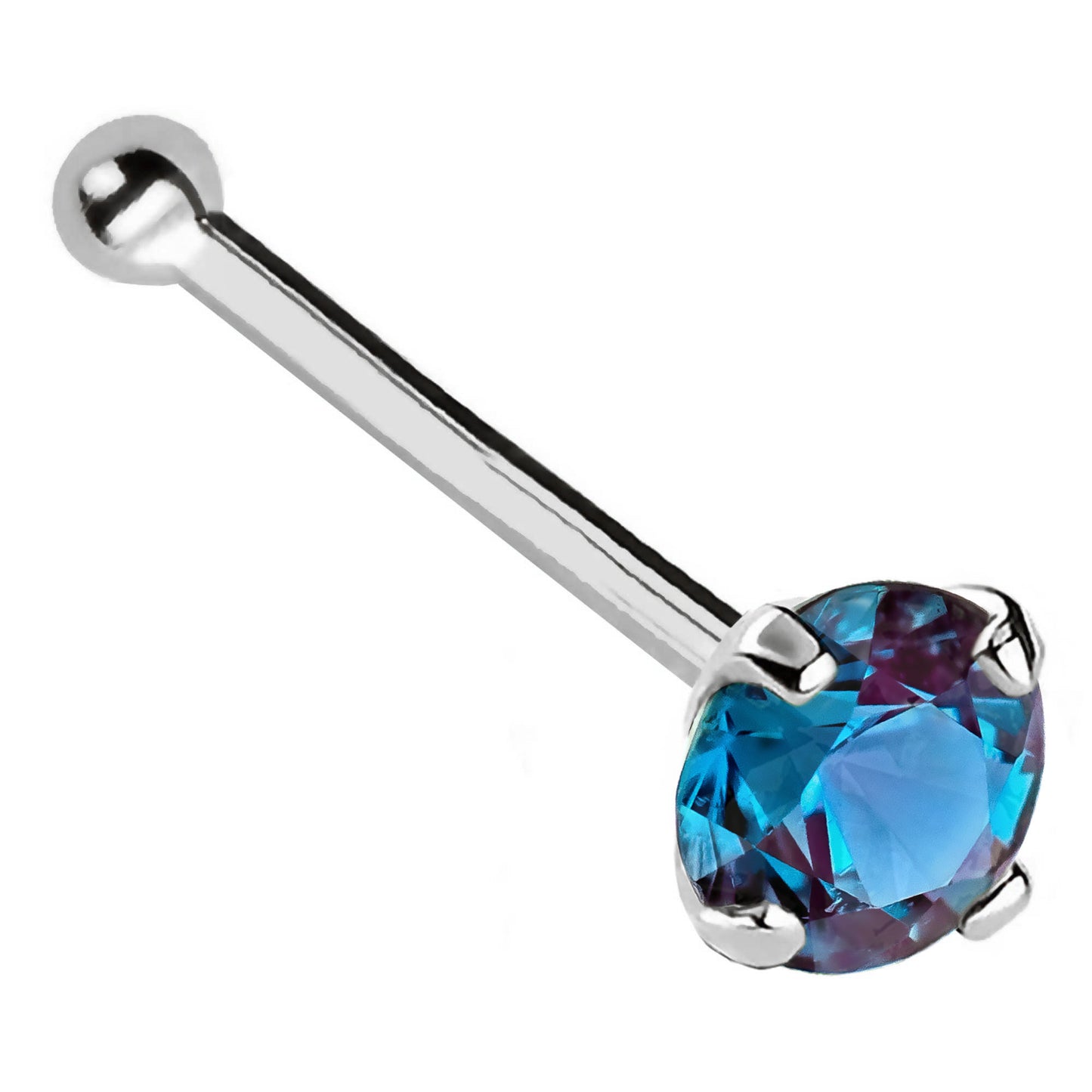 Jewelry Avalanche 22G 14K Gold Ball-end Nose Stud with Alexandrite Gemstone