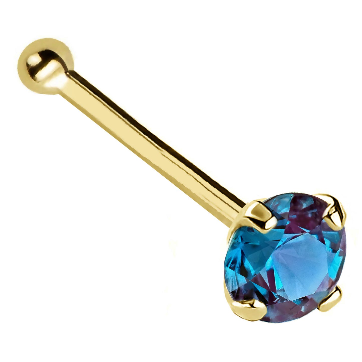 Jewelry Avalanche 22G 14K Gold Ball-end Nose Stud with Alexandrite Gemstone