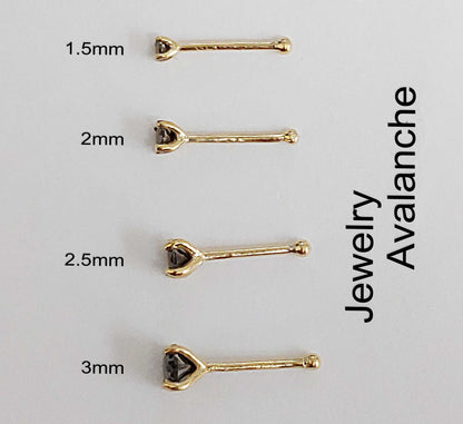 Jewelry Avalanche Black Moissanite 22G 14K Gold Ball-end Nose Stud