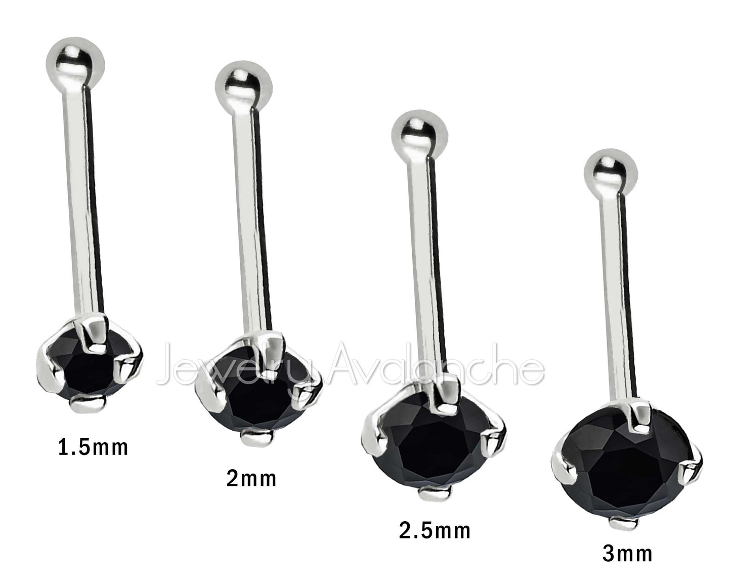 Jewelry Avalanche Black Moissanite 22G 14K Gold Ball-end Nose Stud