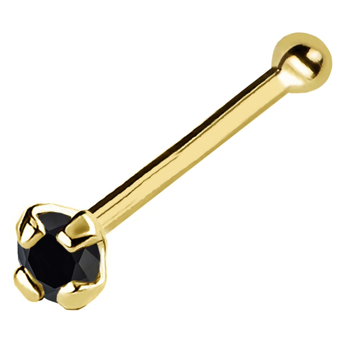 Jewelry Avalanche Black Moissanite 22G 14K Gold Ball-end Nose Stud