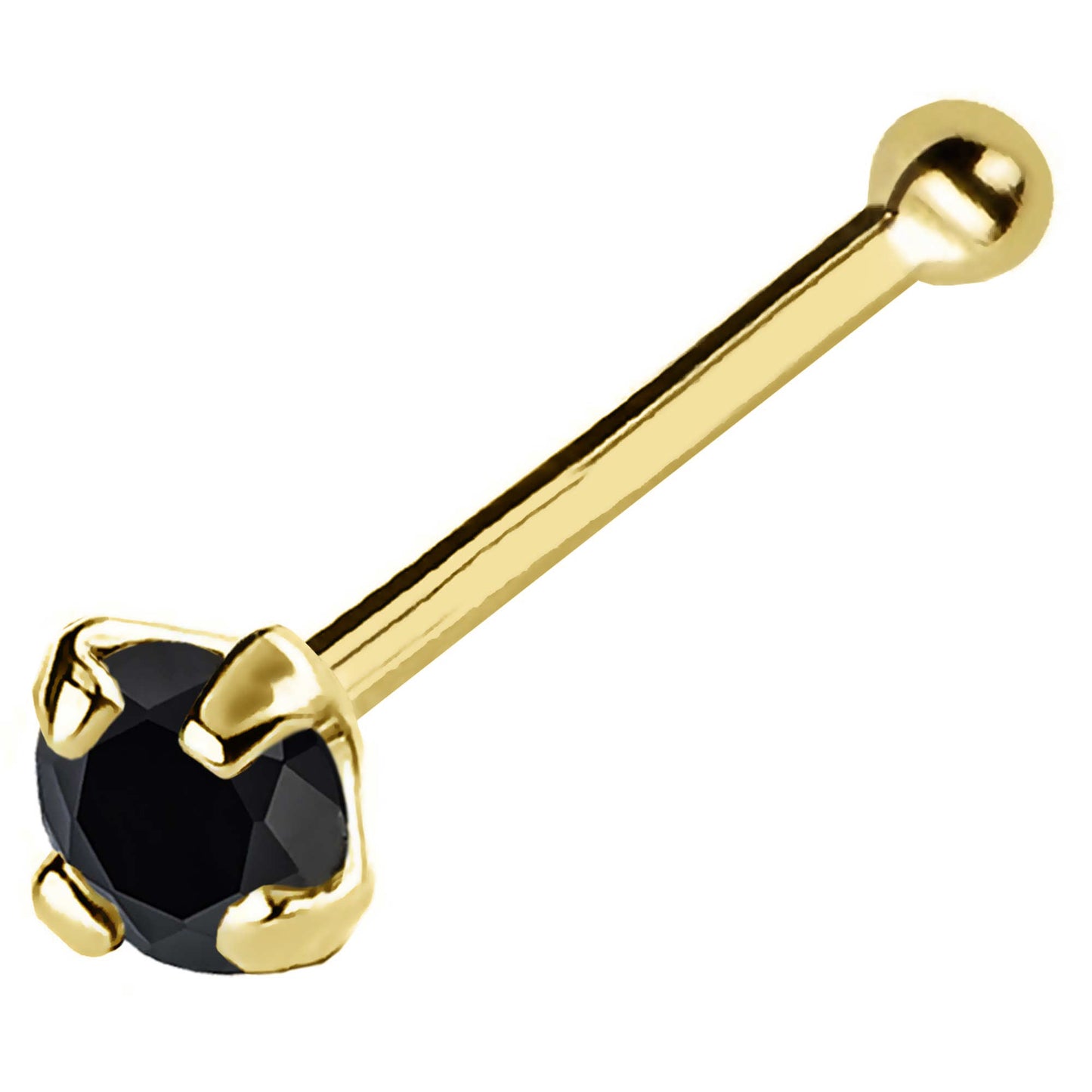 Jewelry Avalanche Black Moissanite 22G 14K Gold Ball-end Nose Stud